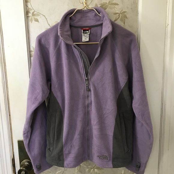 The North Face Womens Lavender and Gray Fleece Full Zip Jacket-Size M - Picture 2 of 4